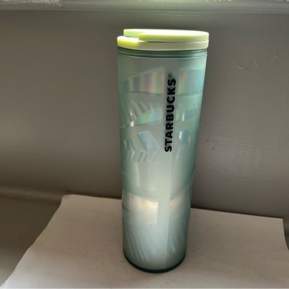 STARBUCKS Holiday 2021: Mint frosted ribbon tumbler 16oz